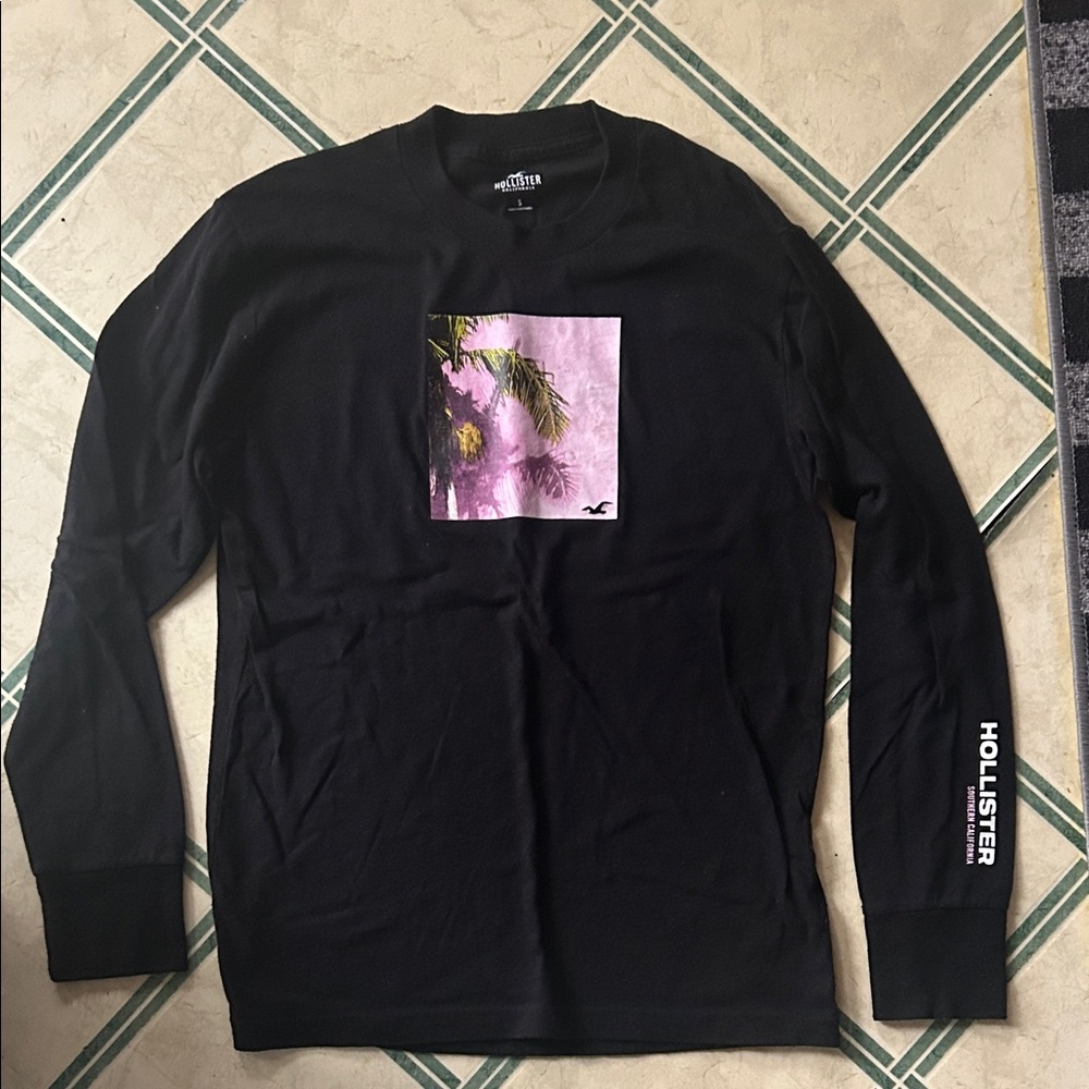 Hollister Men’s Black Long Sleeve with Palm Graphic